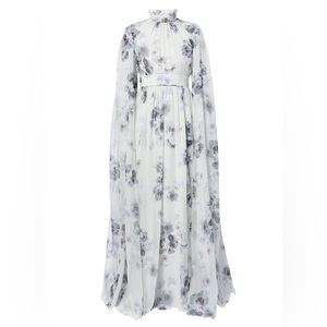 ERDEM Macie Berkley Silk Voile Gown in Pale Blue New size 10 floral maxi dress